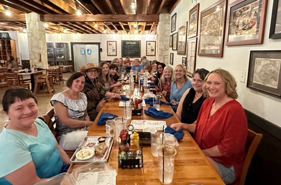 Ladies having dinner at restaurant